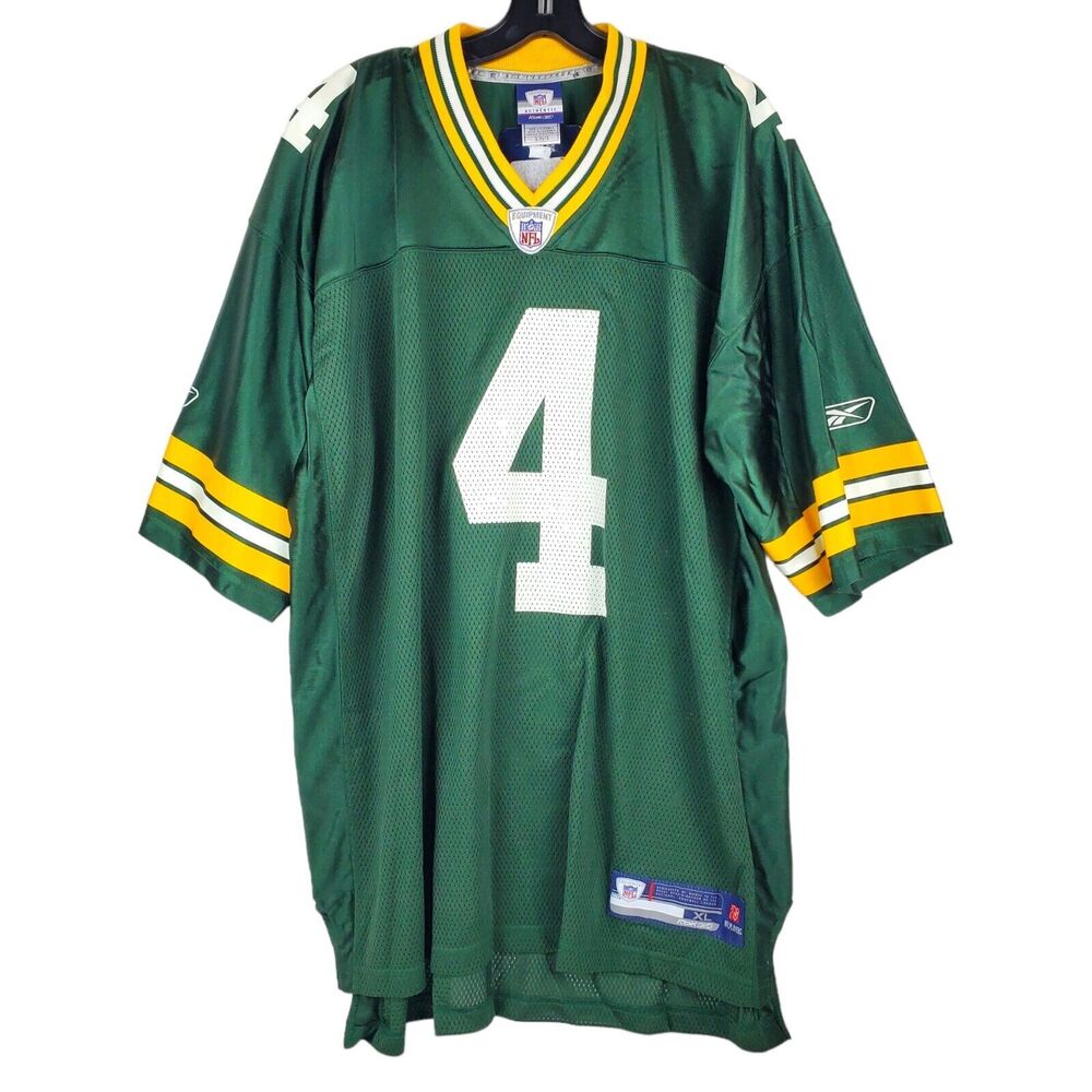 Vintage GREEN BAY PACKERS Jersey Men XL Green BRETT FAVRE #4 REEBOK NFL Football